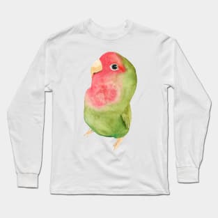 Watercolor melon loverbird lovebird parrot bird pink and green Long Sleeve T-Shirt